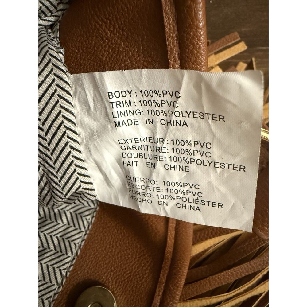 Steve Madden Tan Crossbody Fringed Tote Bag Snap Closure Adjustable Strap - Picture 9 of 10